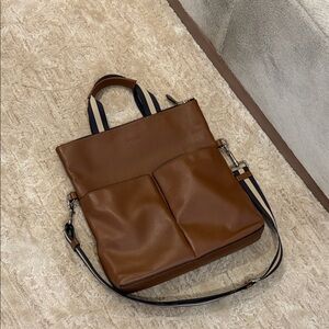 COACH brown pebbled leather tote shoulder laptop bag 💼